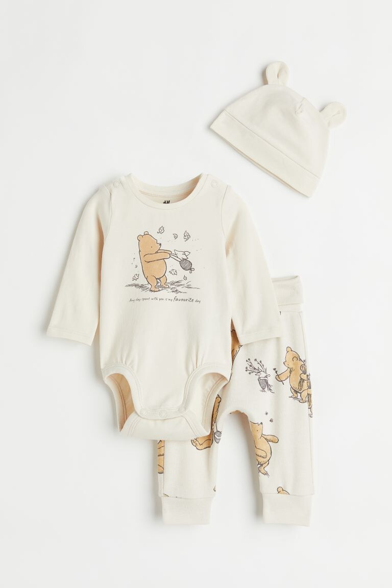 

Комплект из 3 предметов джерси H&M, крем / винни-пух