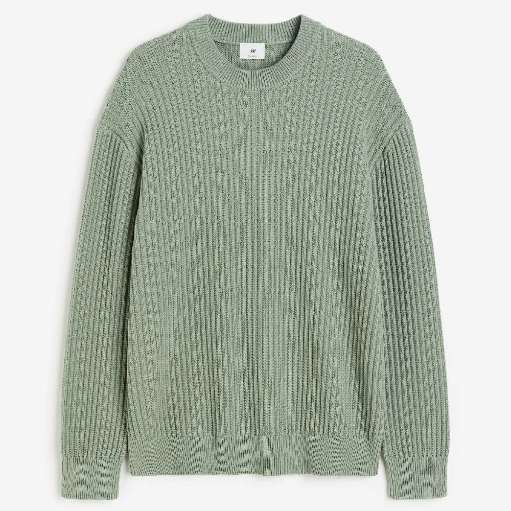 

Свитер H&M Relaxed Fit Rib-knit, зеленый