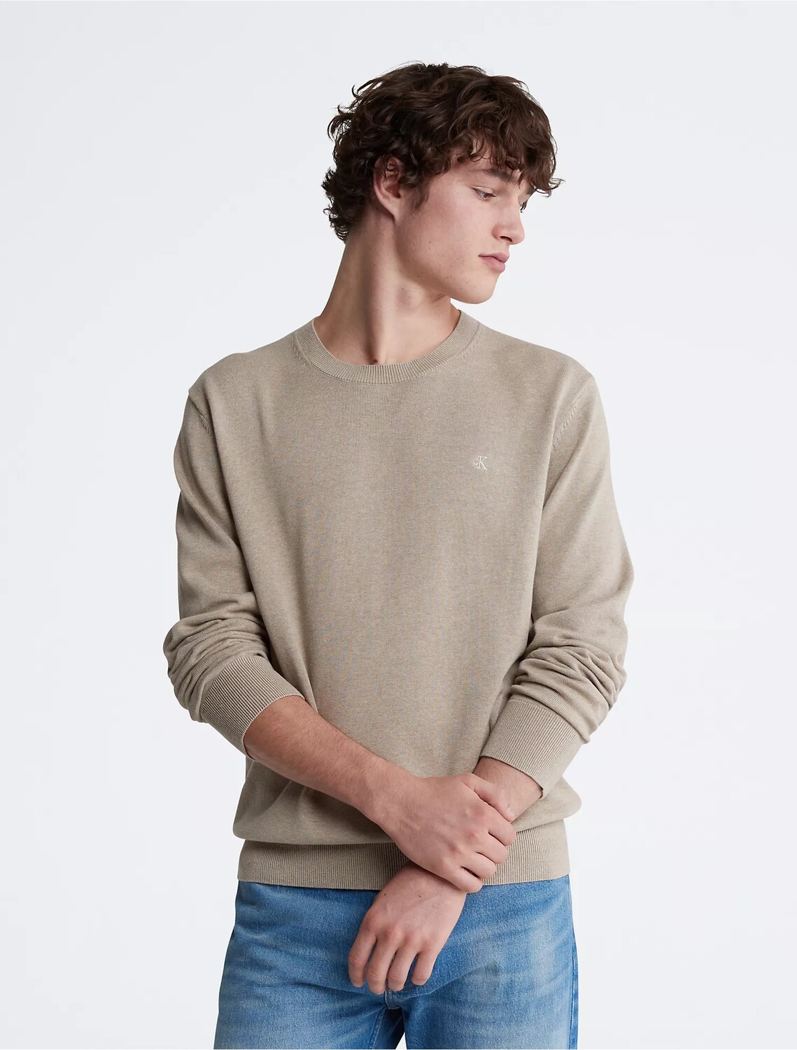 

Свитер Calvin Klein Smooth Cotton, серо-бежевый