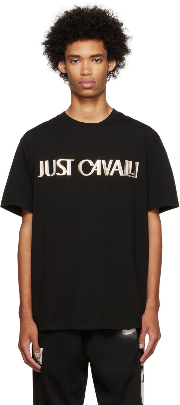 

Черная бондовая футболка Just Cavalli