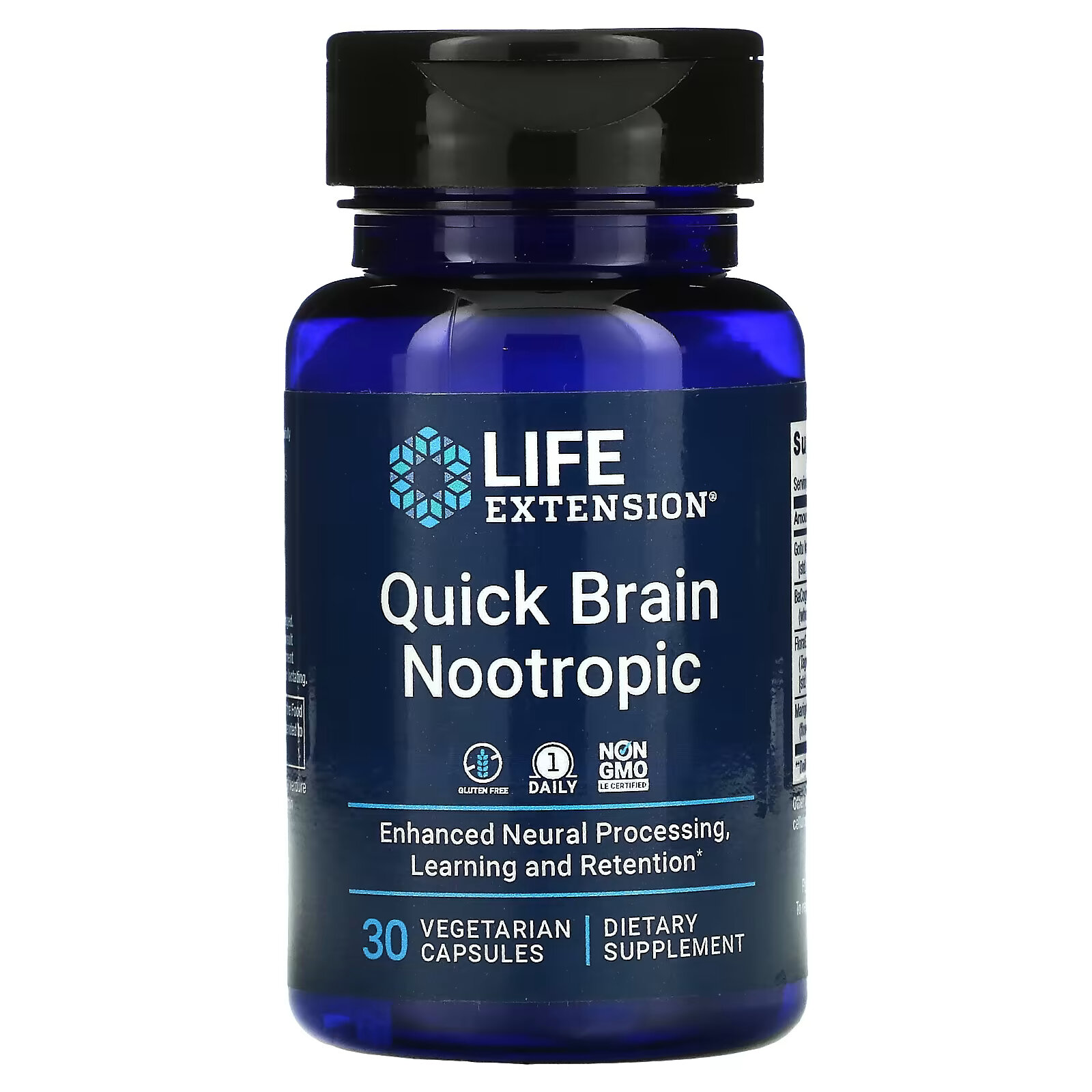Life Extension, Quick Brain, ноотропный препарат, 30 вегетарианских капсул life extension quick brain ноотропный препарат 30 вегетарианских капсул