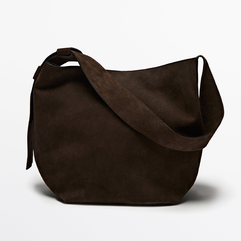 Сумка Massimo Dutti Split Suede Leather, коричневый