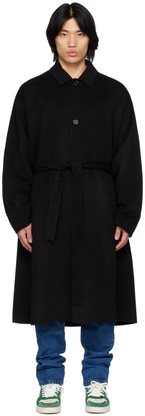 

Черное пальто с поясом Acne Studios, Черный