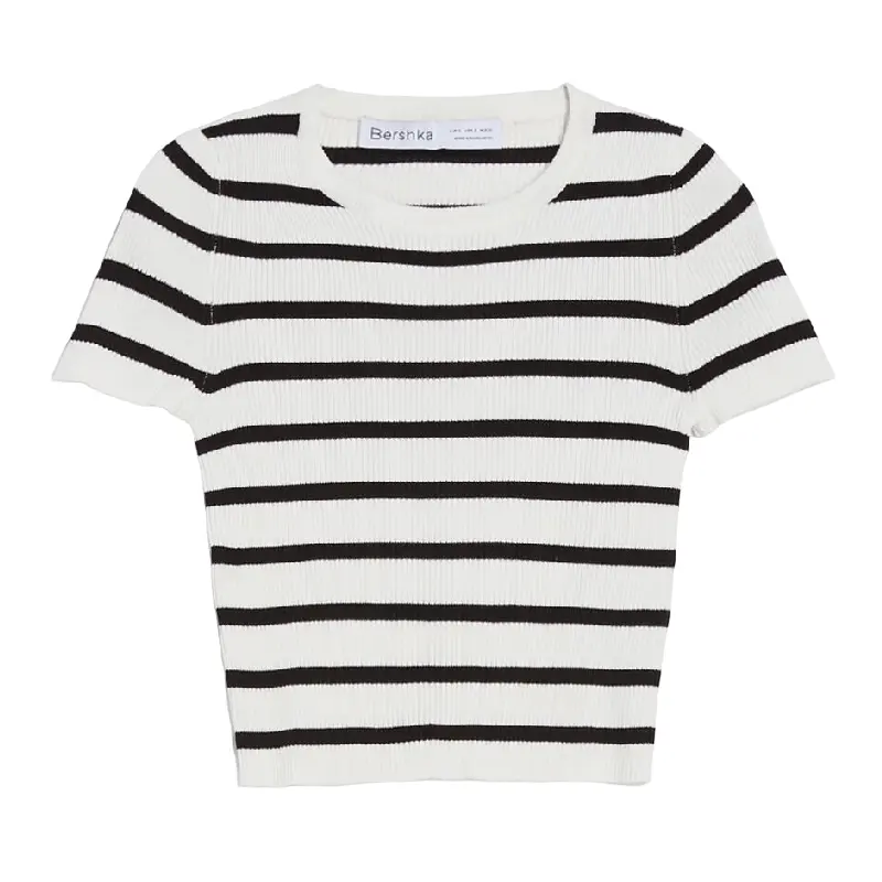 

Футболка Bershka Ribbed Short Sleeve, кремовый