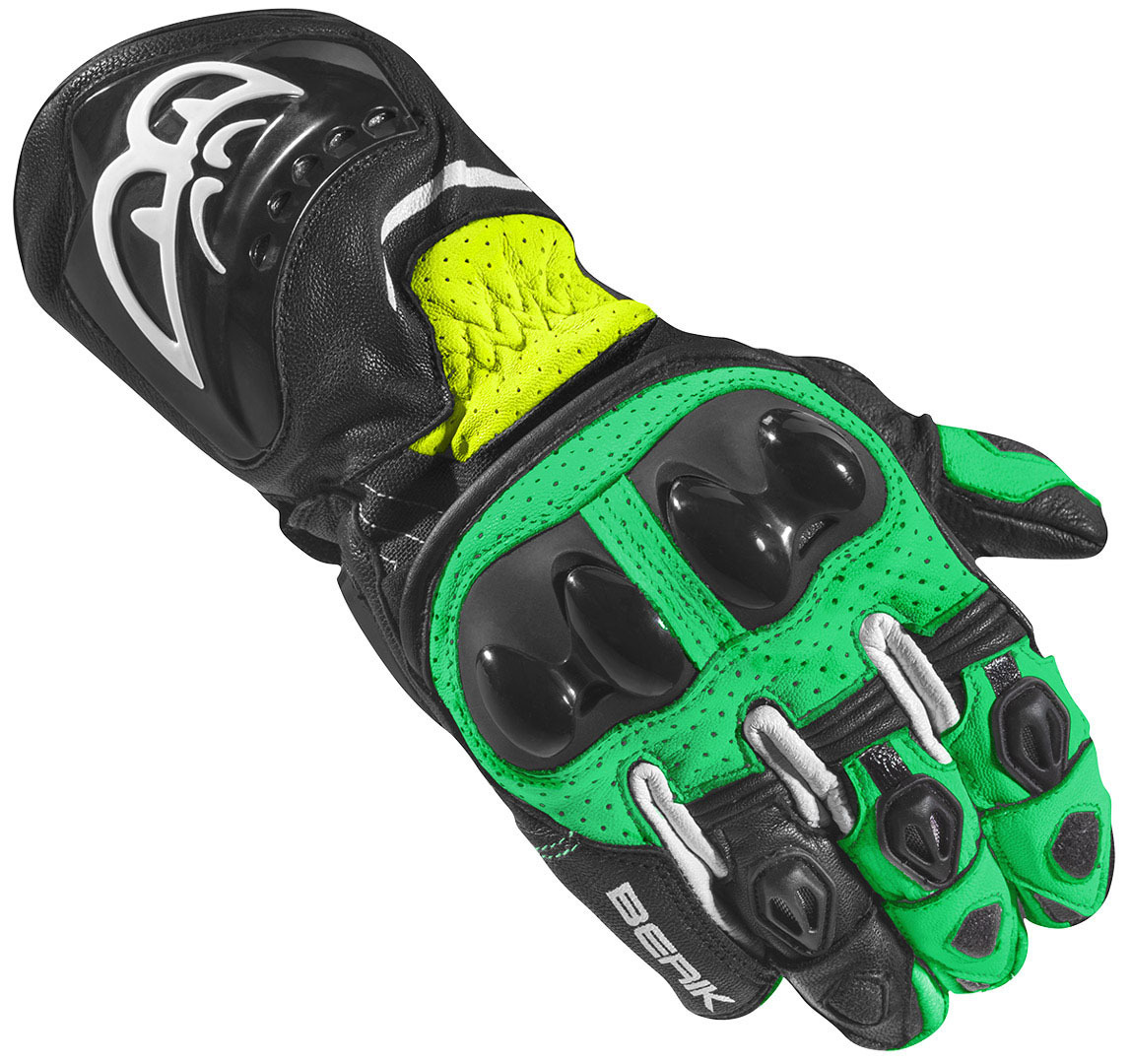 Мотоциклетные перчатки Berik Spa Evo с длинными манжетами, черный/зеленый мотоциклетные перчатки spa evo berik черный