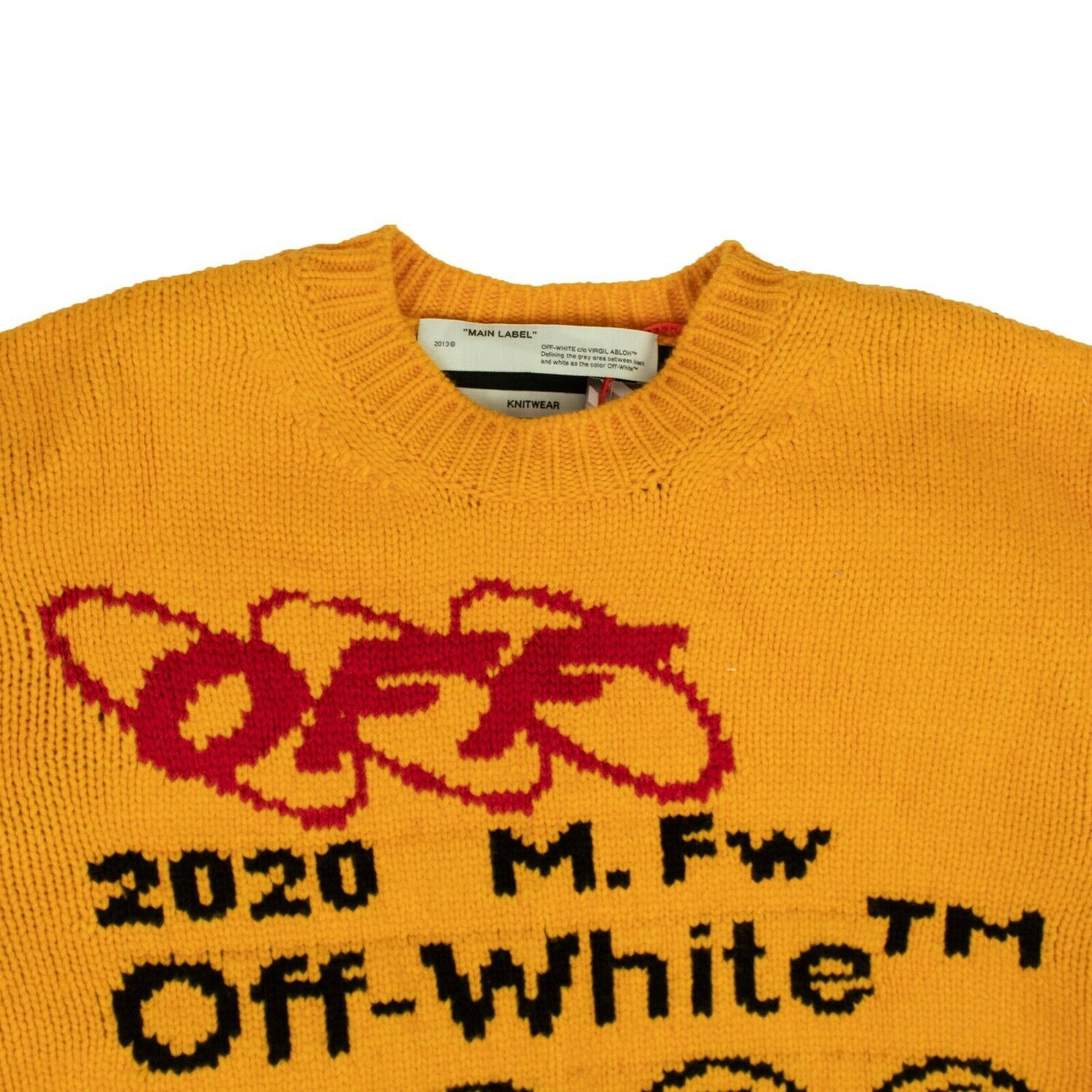

Желтый вязаный свитер в индустриальном стиле OFF-WHITE c/o VIRGIL ABLOH, желтый