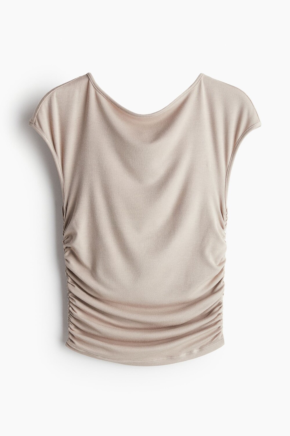 

Топ H&M Gathered Cap-sleeved, серо-бежевый