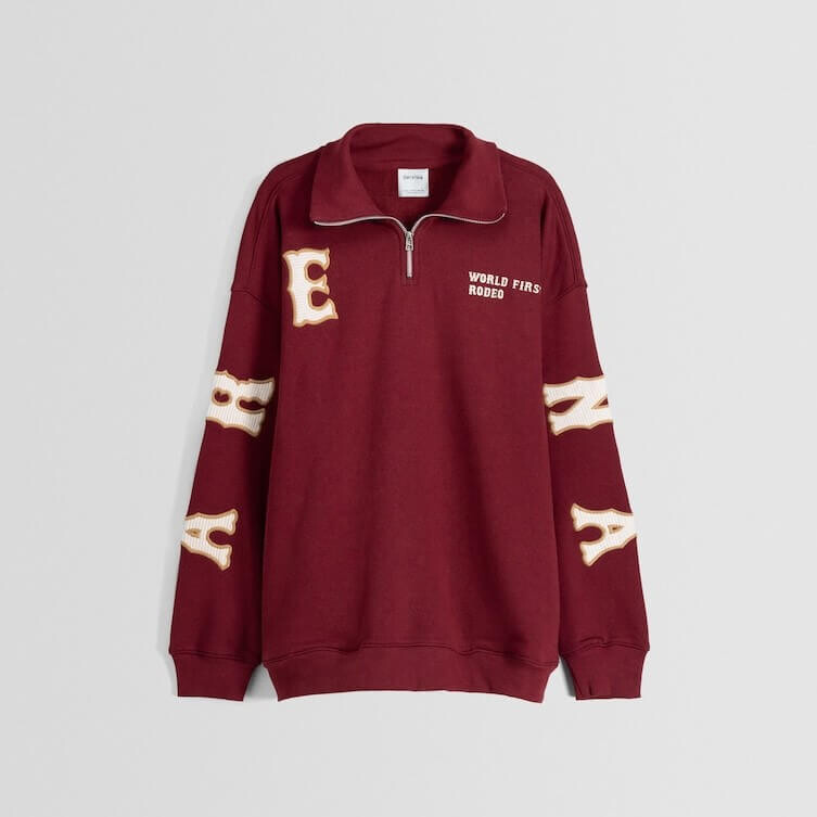 

Толстовка Bershka High Neck Zip-Up, красный