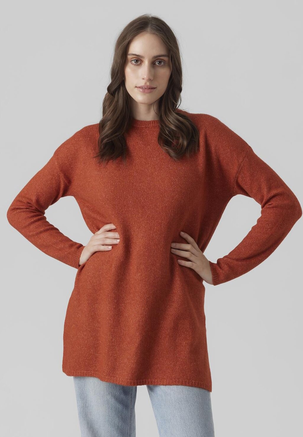 

Свитшот Vero Moda VMPLAZA O NECK, меланжевая красная охра, Красный
