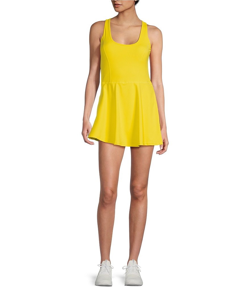 Мини-теннисное платье без застежки с лифом и швами Active GB, желтый платье теннисное elastic active малахит