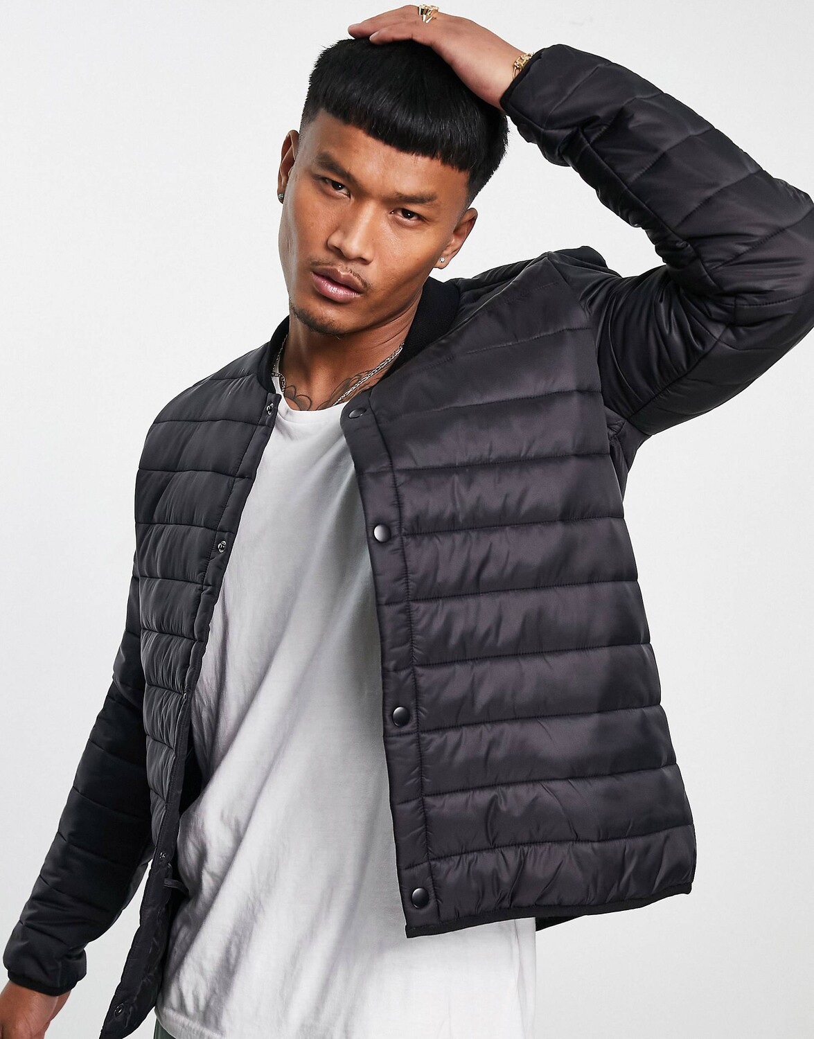 

Черная облегченная пуховая куртка ASOS DESIGN