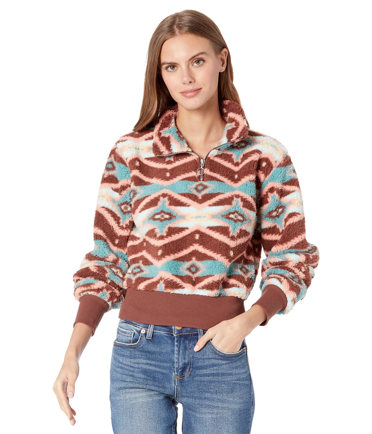 

Пуловер Rock and Roll Cowgirl, Printed Sherpa Pullover RRWT91R04K, Коричневый