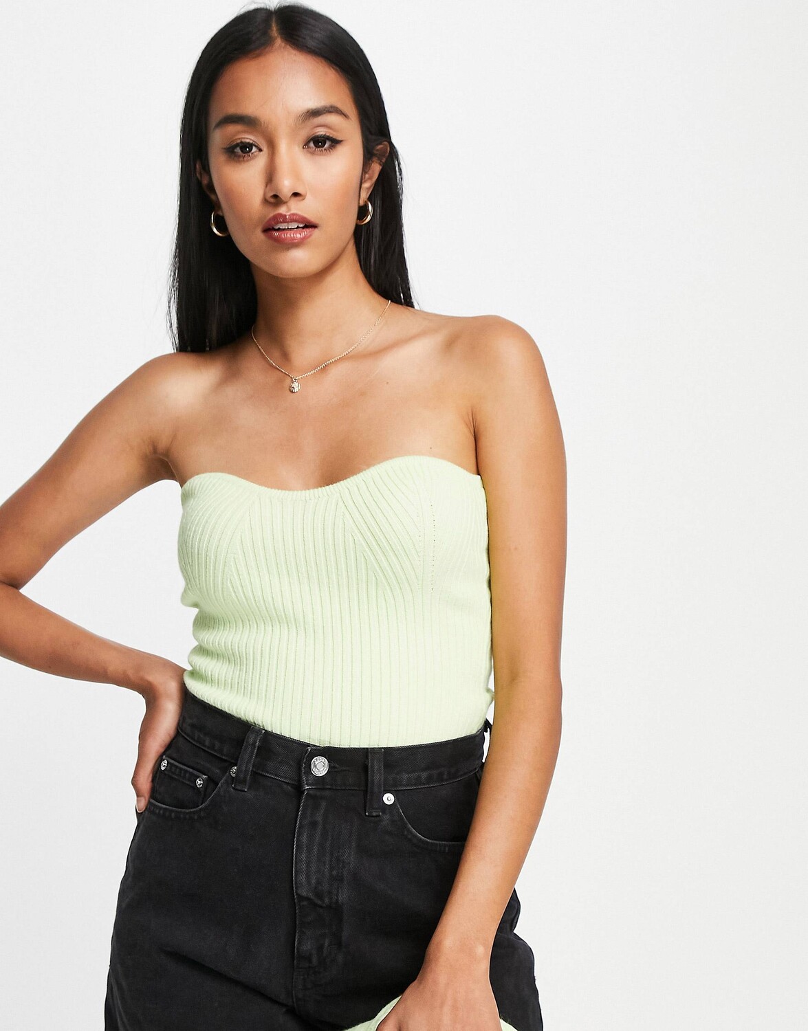 

Вязаная бандо цвета лайма Topshop, Серый