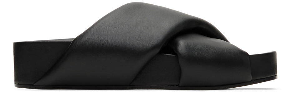 

Черные массивные шлепанцы с запахом Jil Sander