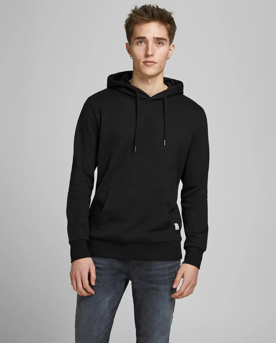 

Мужская черная хлопковая толстовка BCI с капюшоном Jack & Jones, черный