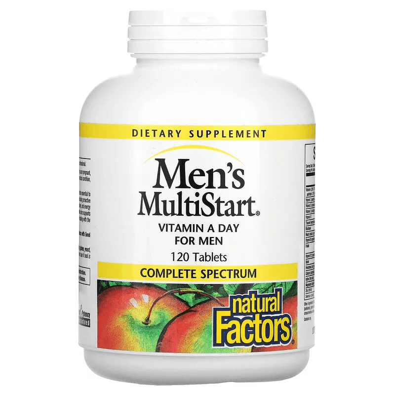 Men's MultiStart, ежедневный витамин А для мужчин, 120 таблеток, Natural Factors natural factors multistart мультивитамины для мужчин старше 50 лет 120 таблеток