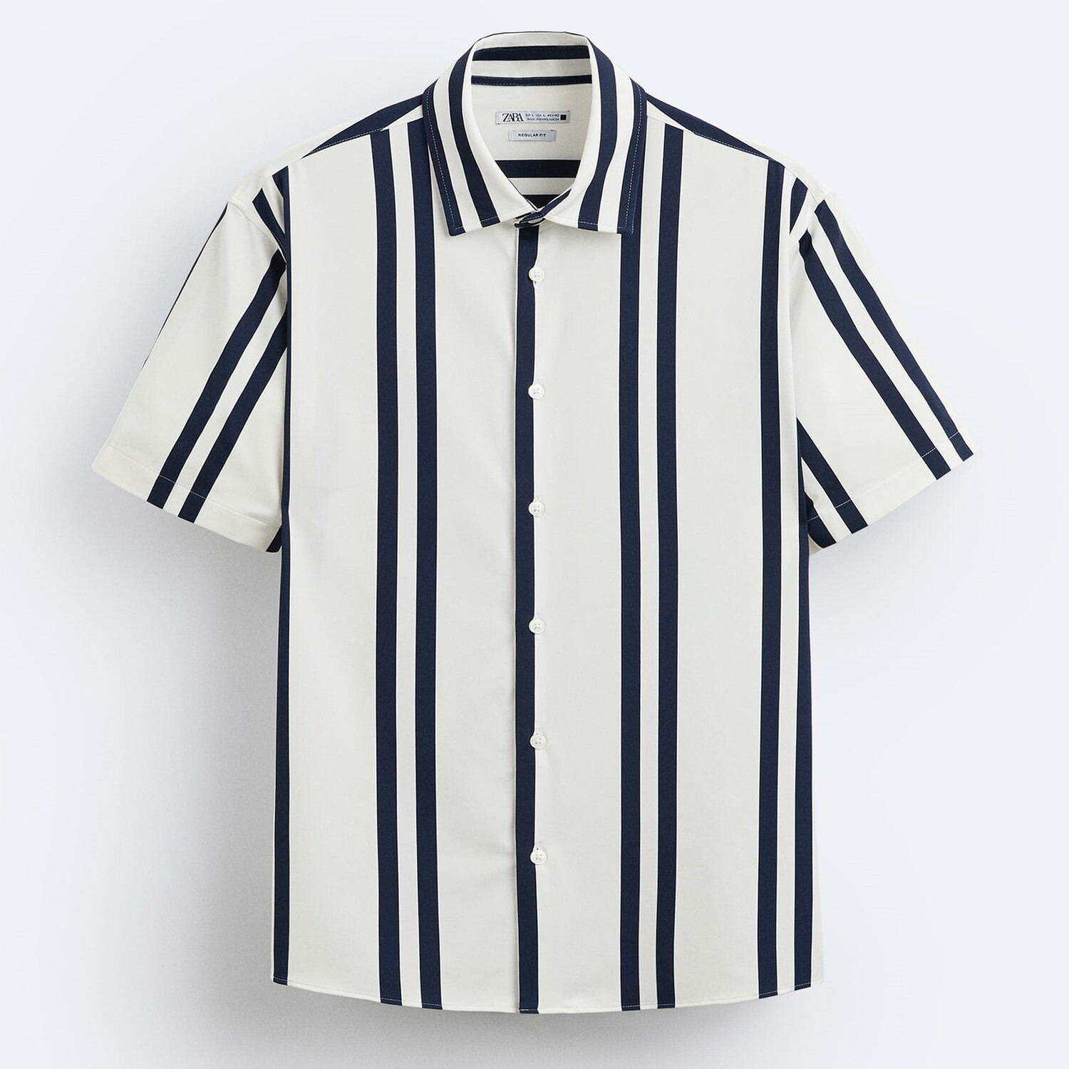 

Рубашка Zara Elastic With Striped Print, белый/темно-синий