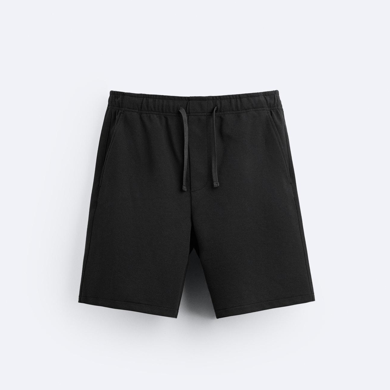 Шорты Zara Soft Textured Bermuda, черный шорты джоггеры zara bermuda черный