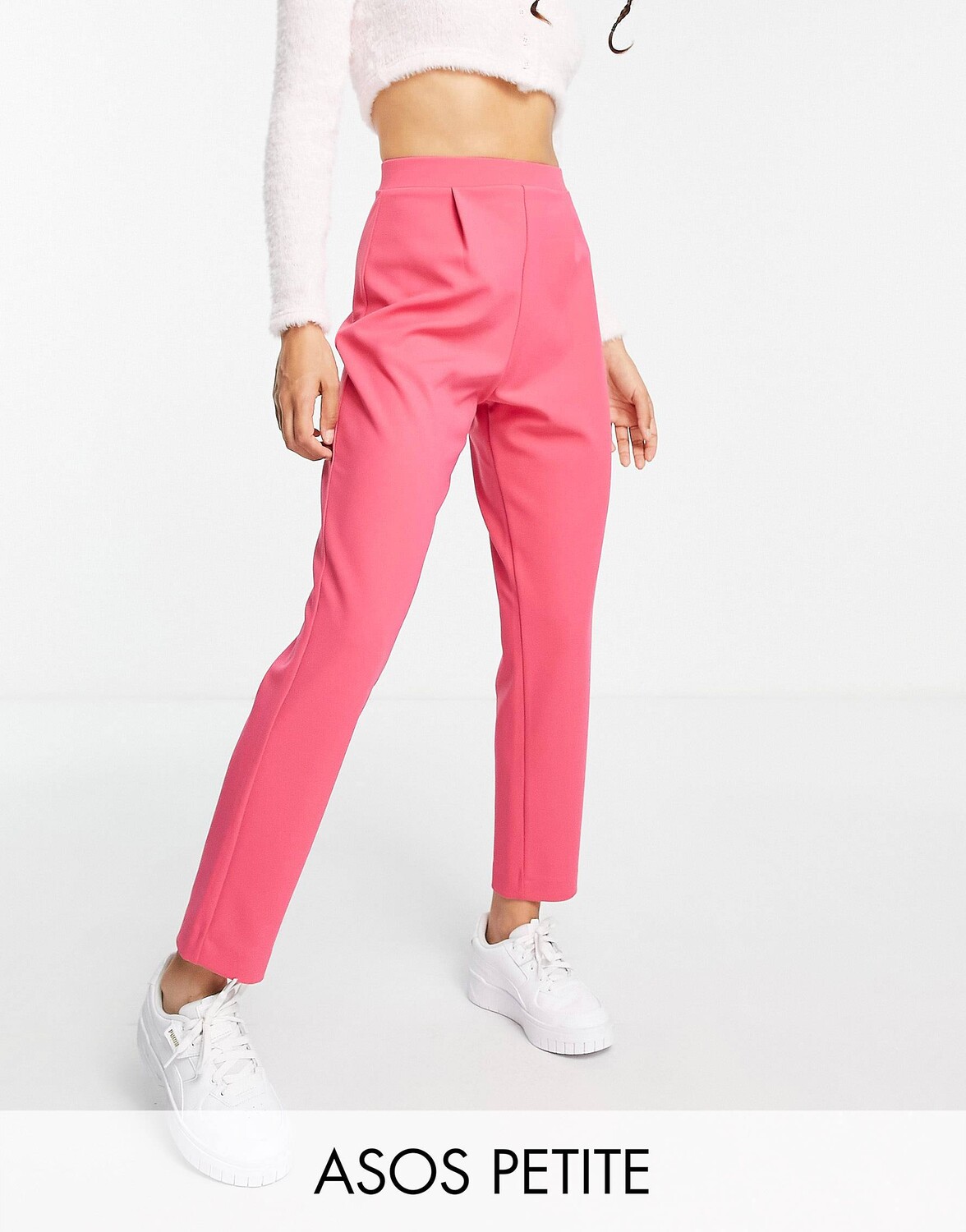

Розовые зауженные брюки из джерси ASOS DESIGN Petite, Розовый