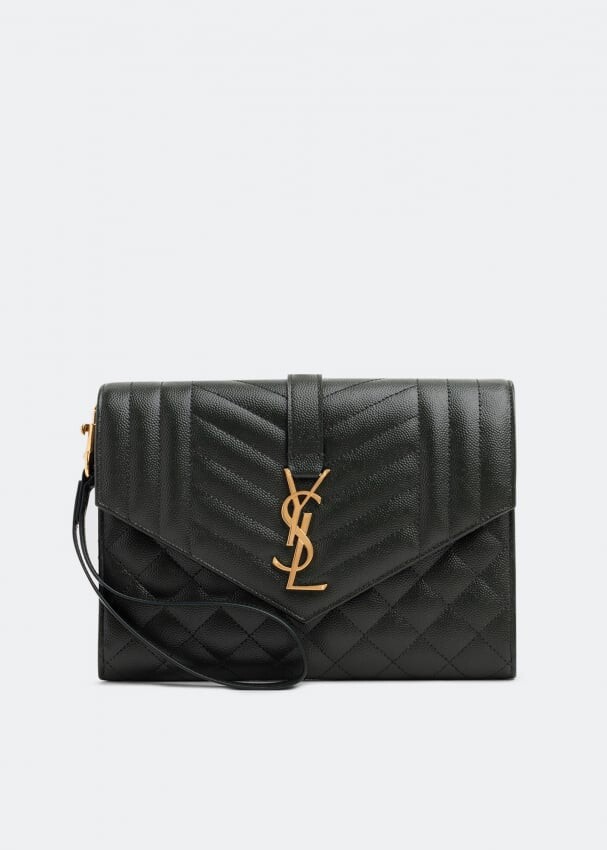 

Клатч SAINT LAURENT Monogram envelope clutch, зеленый