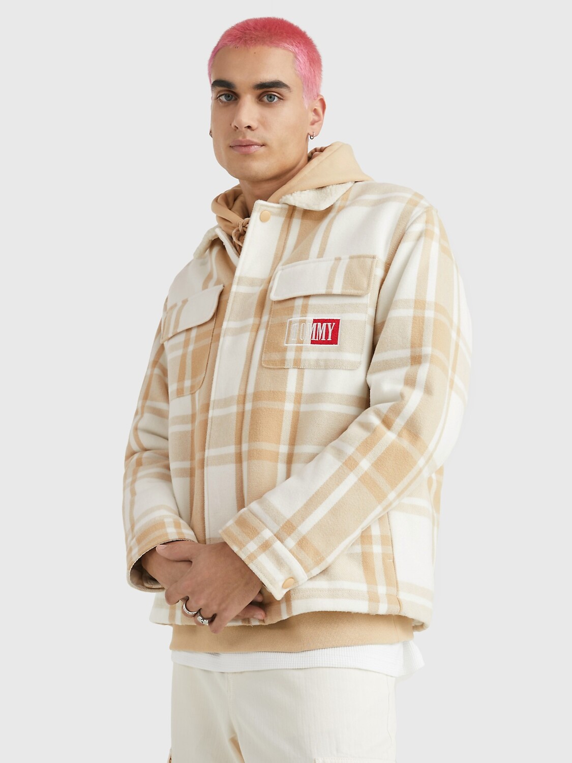 

Рубашка для воротница check sherpa Tommy Hilfiger, глубокий румянец