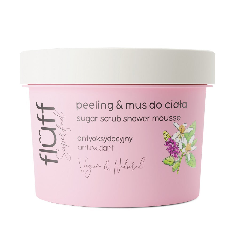 

Fluff Sugar Scrub Shower Mousse антиоксидантный скраб и мусс для тела Кудзу и апельсиновый цвет 200мл