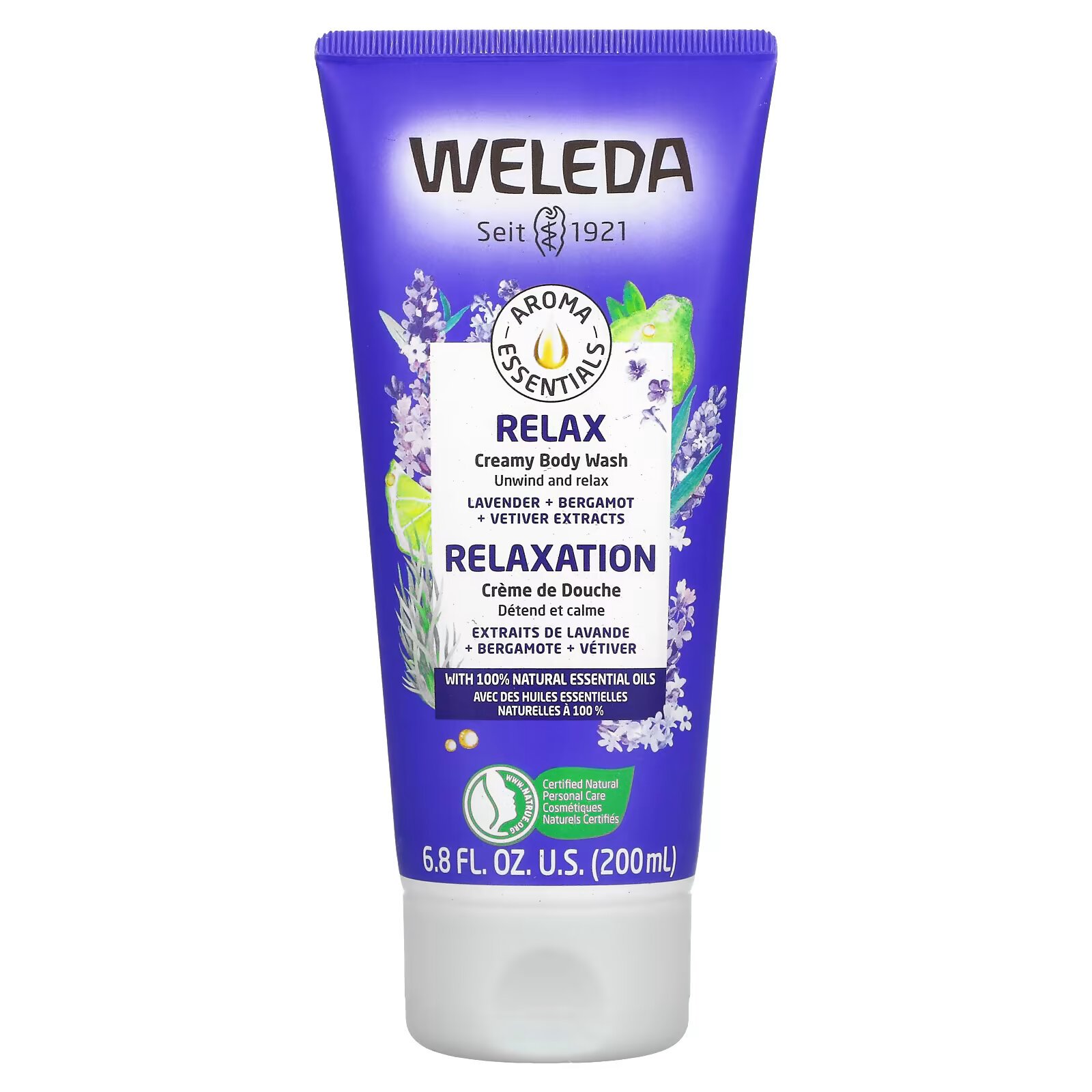 Weleda, Relax, крем-гель для душа, экстракты лаванды, бергамота и ветивера, 200 мл (6,8 жидк. Унции) - фото