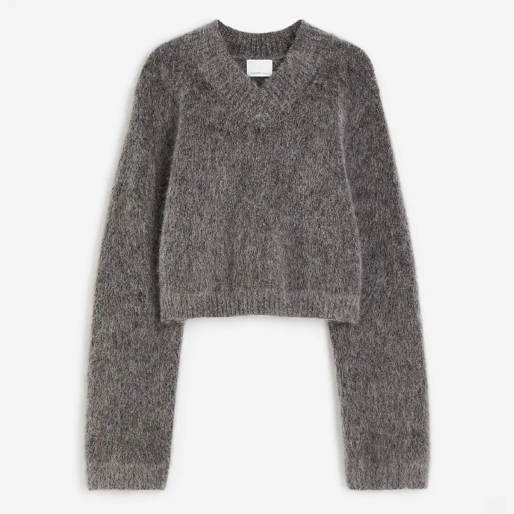 

Свитер H&M Short Mohair-blend, темно-серый