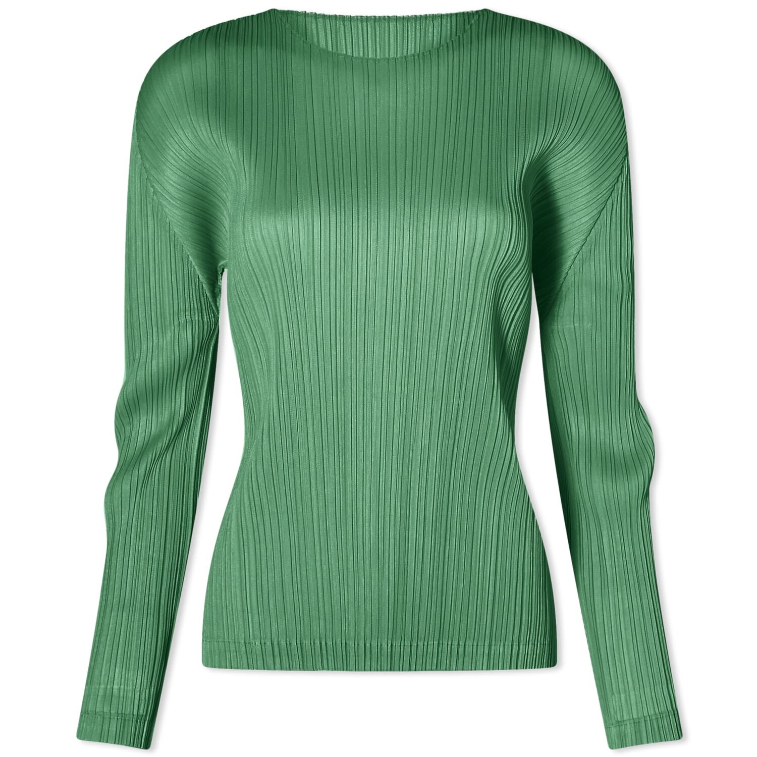 

Блузка Pleats Please Issey Miyake Long Sleeve Pleats Crew, зеленый