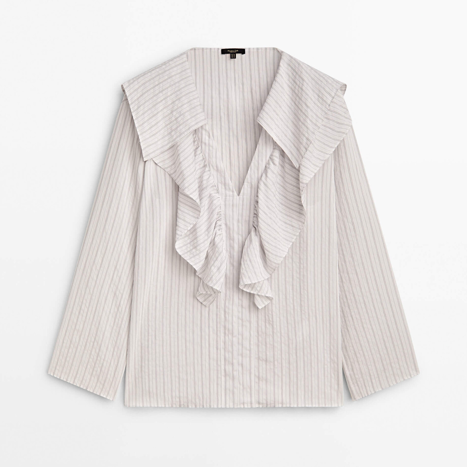 

Блуза Massimo Dutti Striped With Ruffle Detail, белый