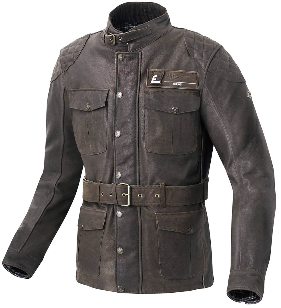 кожаная куртка mustang коричневый Мотоциклетная кожаная куртка Bogotto Bristol с ремнем на талии, коричневый