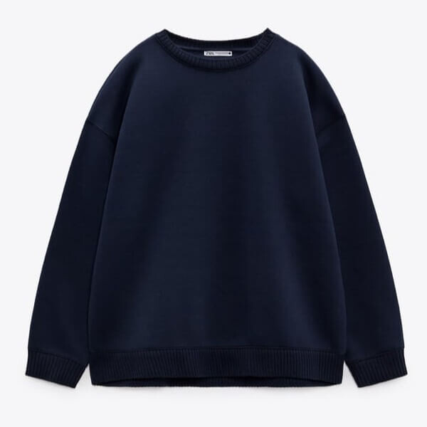 

Свитшот Zara Ribbed Oversize, темно-синий