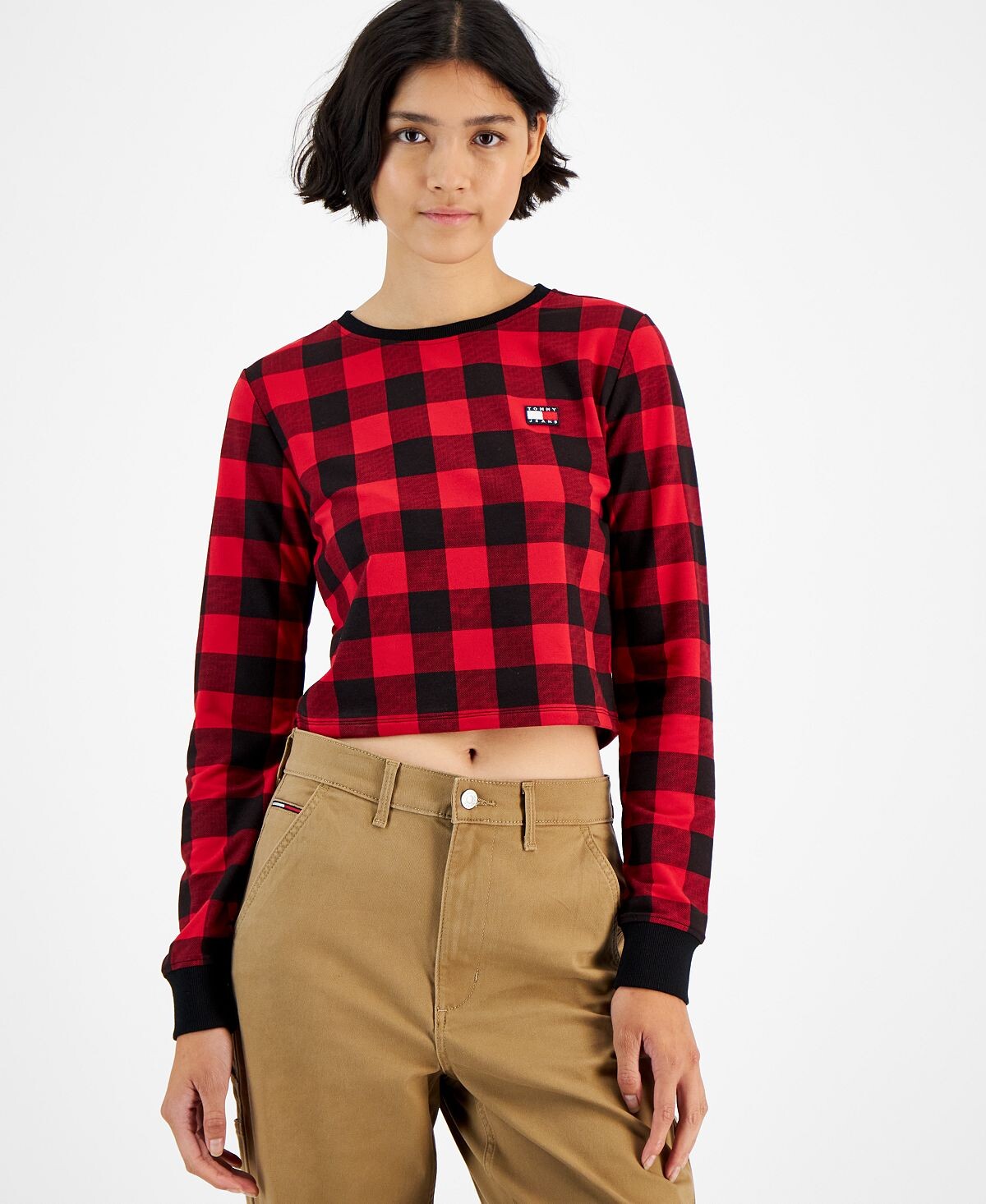 

Женская толстовка из ткани френч терри в клетку буйвола Tommy Jeans, мульти