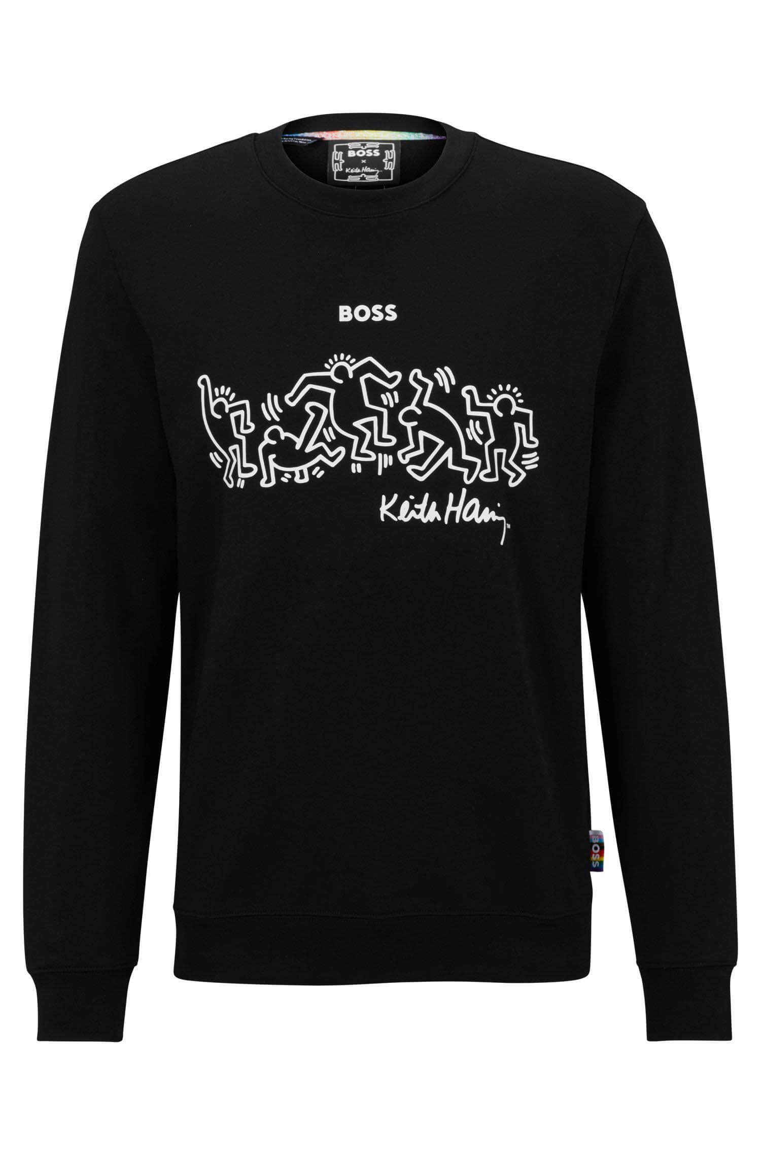 Свитшот Boss x Keith Haring Gender-neutral Cotton-blend With Special Artwork Unisex, черный