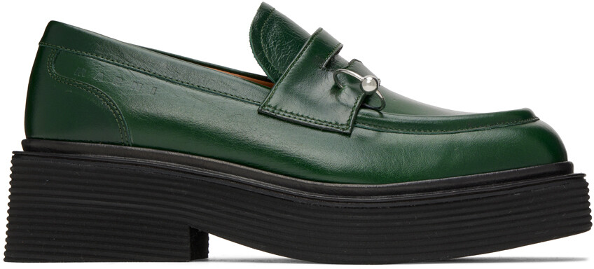 

Зеленые лоферы с пирсингом Marni, Зеленый