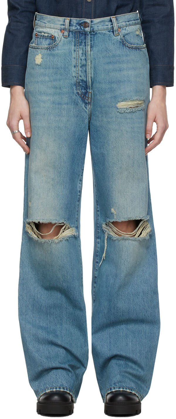 

Синие рваные джинсы из органического денима Eco-Washed Gucci