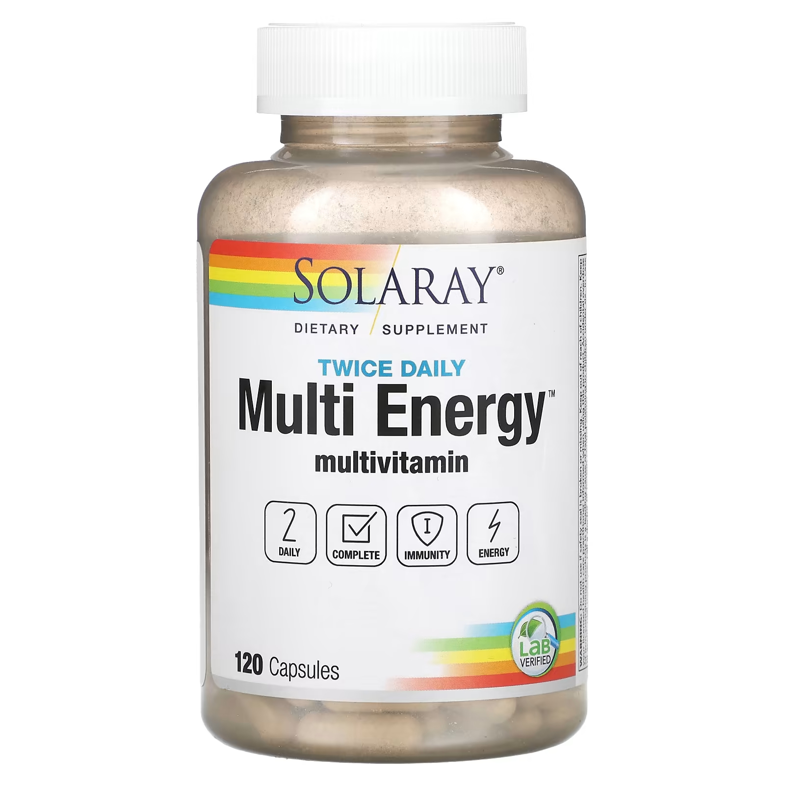 цена Дважды в день мультиэнергетические мультивитамины, 120 капсул Solaray
