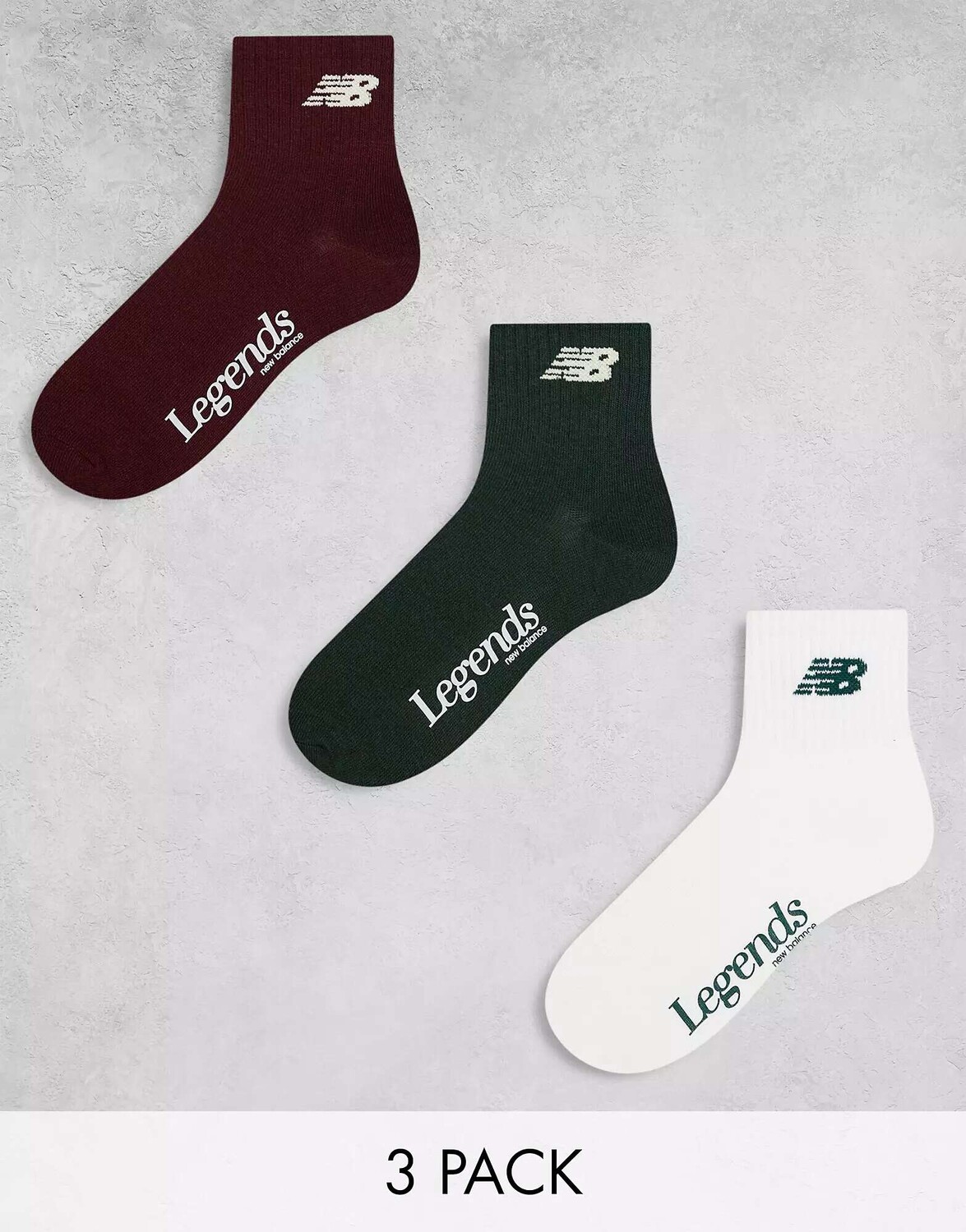 

3 комплекта носков New Balance Legends зеленого/красного/белого цвета