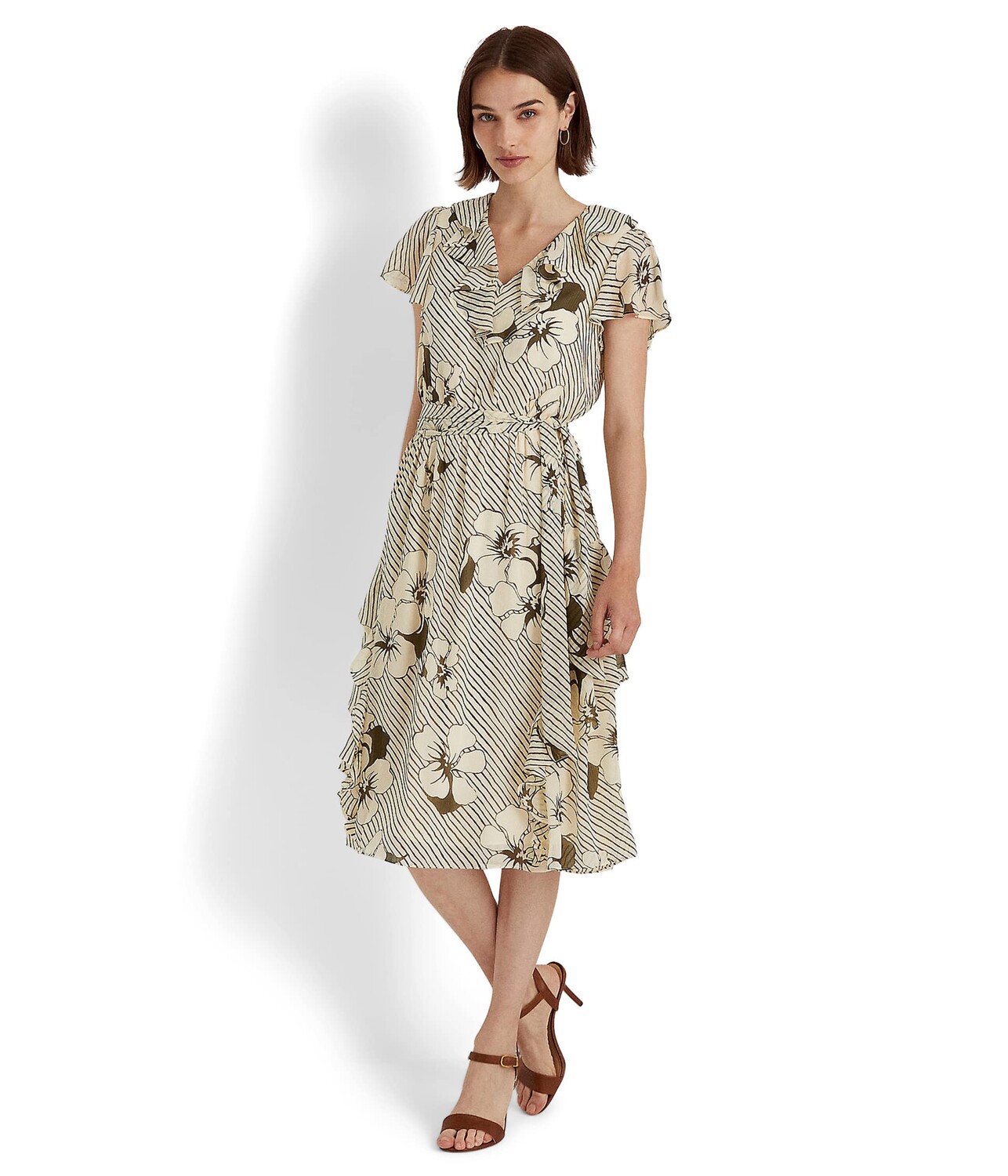 

Платье LAUREN Ralph Lauren, Striped Floral Crinkle Georgette Dress