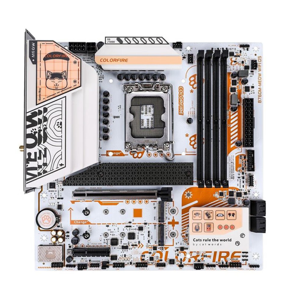 Материнская плата Colorful Colorfire B760M-MEOW, LGA 1700, DDR5, WiFi жидкий чехол с блестками meow meow черный кот на samsung galaxy j7 2017 самсунг галакси джей 7 2017