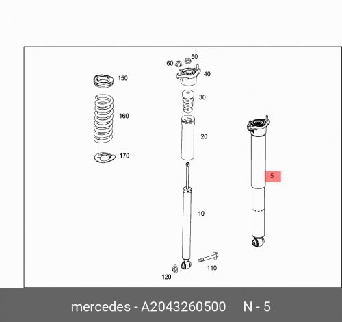 Амортизатор MB W204 11/07-> MERCEDES-BENZ A204 326 05 00 shock absorber short spring modified shock absorber short spring