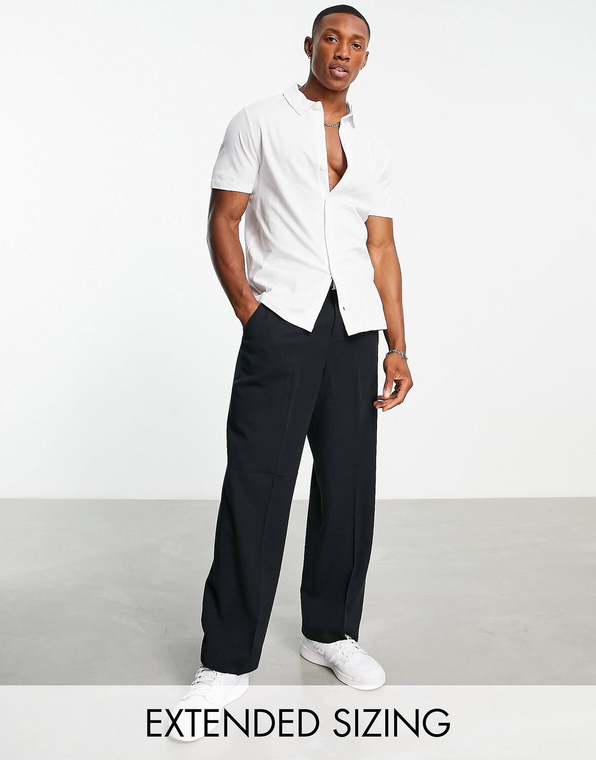 

Белая рубашка из джерси с объемным кроем ASOS DESIGN - WHITE