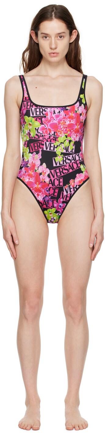 

Черный слитный купальник Orchid Versace Underwear