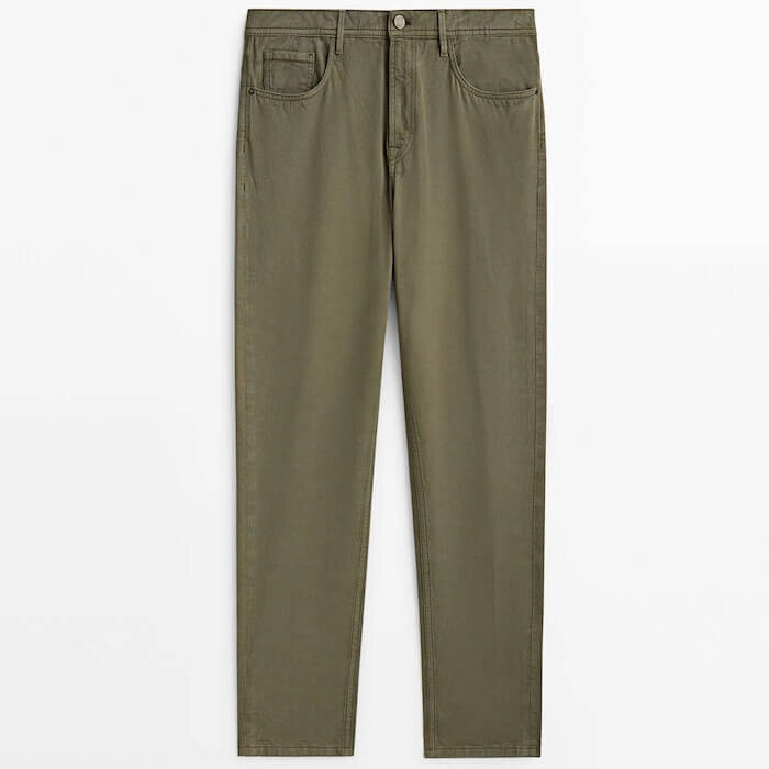 

Брюки Massimo Dutti Tapered-Fit Denim-Effect, хаки