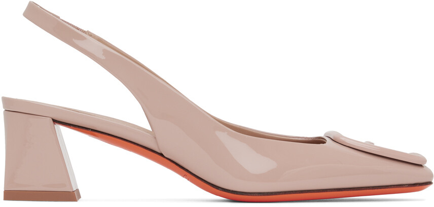 

Розовые туфли на каблуке с ремешком на пятке Santoni, Розовый