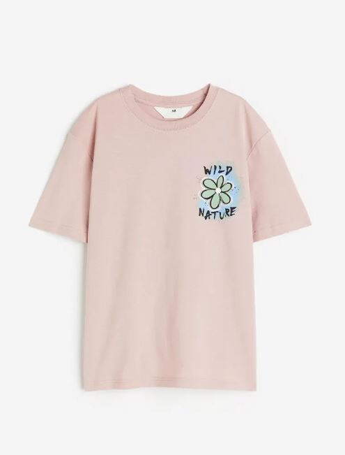 

Футболка с принтом цветок H&M Flower Printed Jersey, розовый