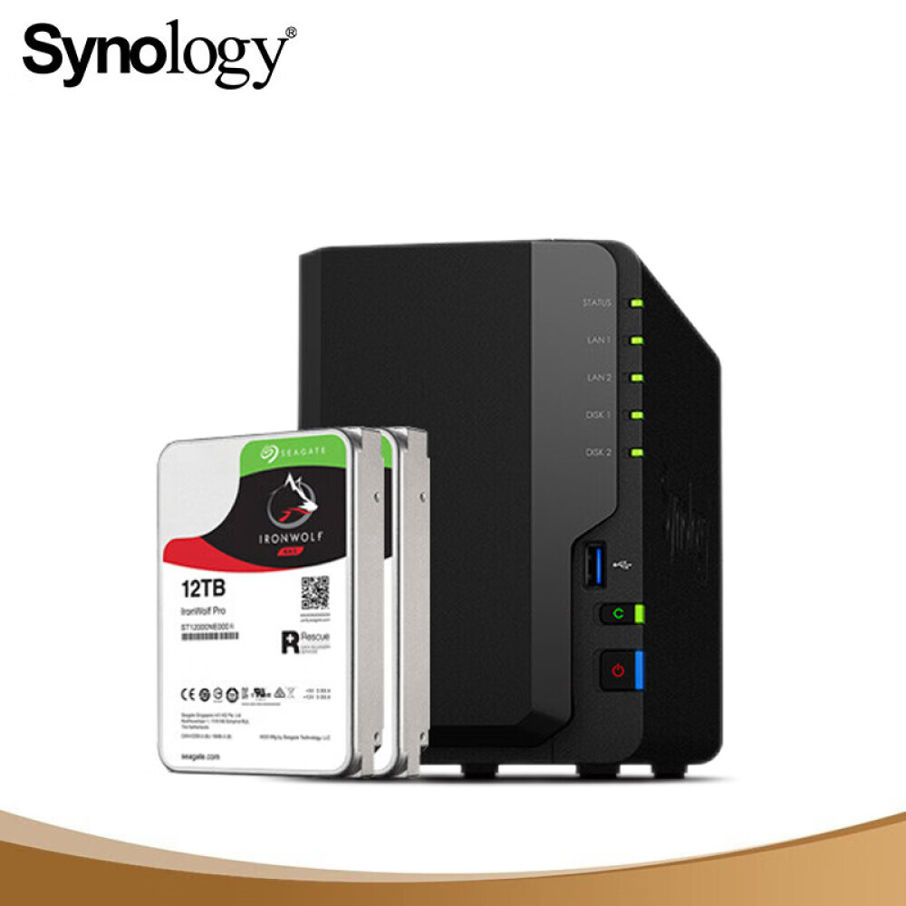 

Сетевое хранилище Synology DS220+ с 2 отсеками с Seagate IronWolf Pro ST12000NE0008 емкостью 12 ТБ
