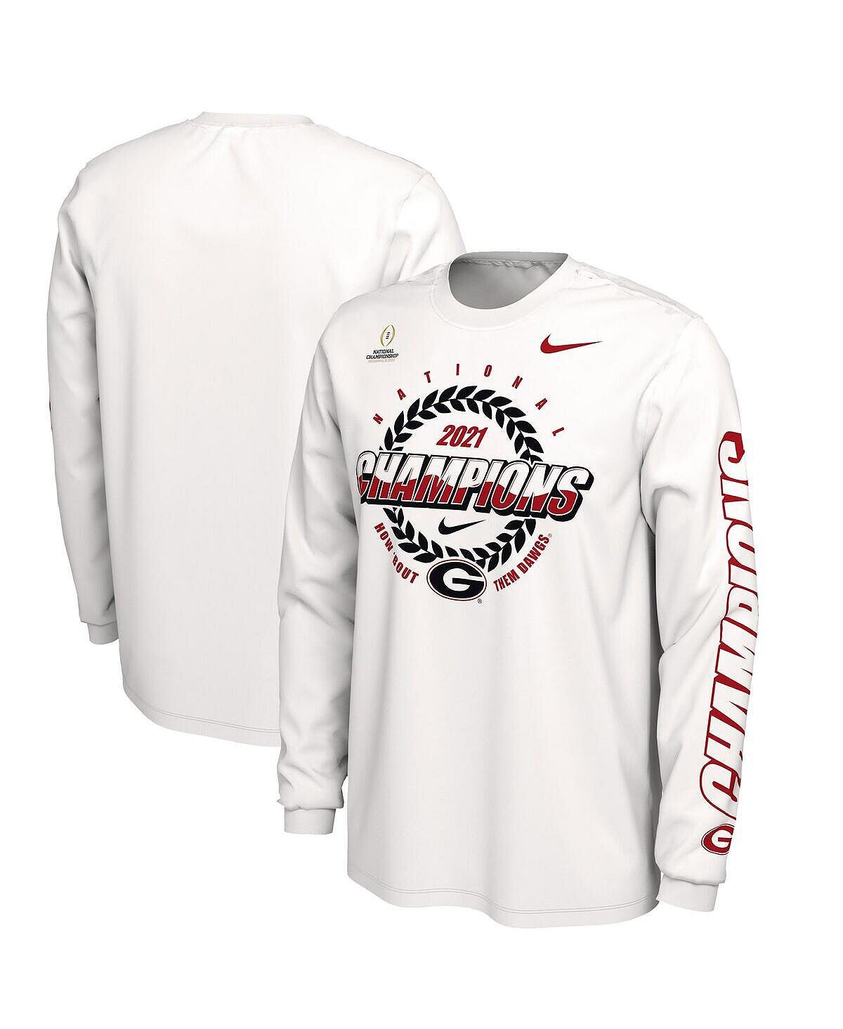 

Мужская белая футболка с длинным рукавом с надписью georgia bulldogs college football playoff 2021 national champions expression Nike, белый