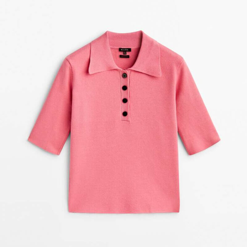 

Джемпер Massimo Dutti Short Sleeve Buttoned Polo, розовый