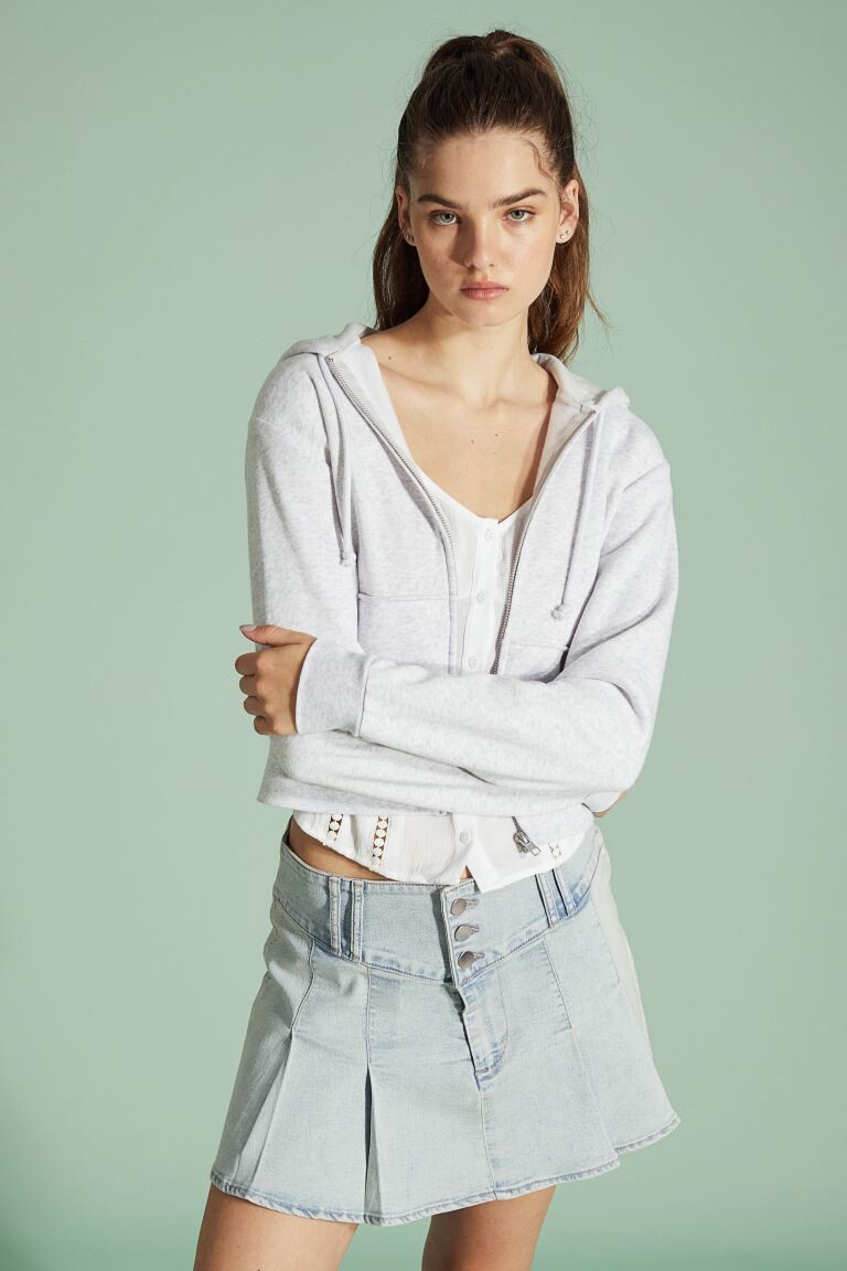 

Джинсовая юбка со складками H&M, светло-голубой деним